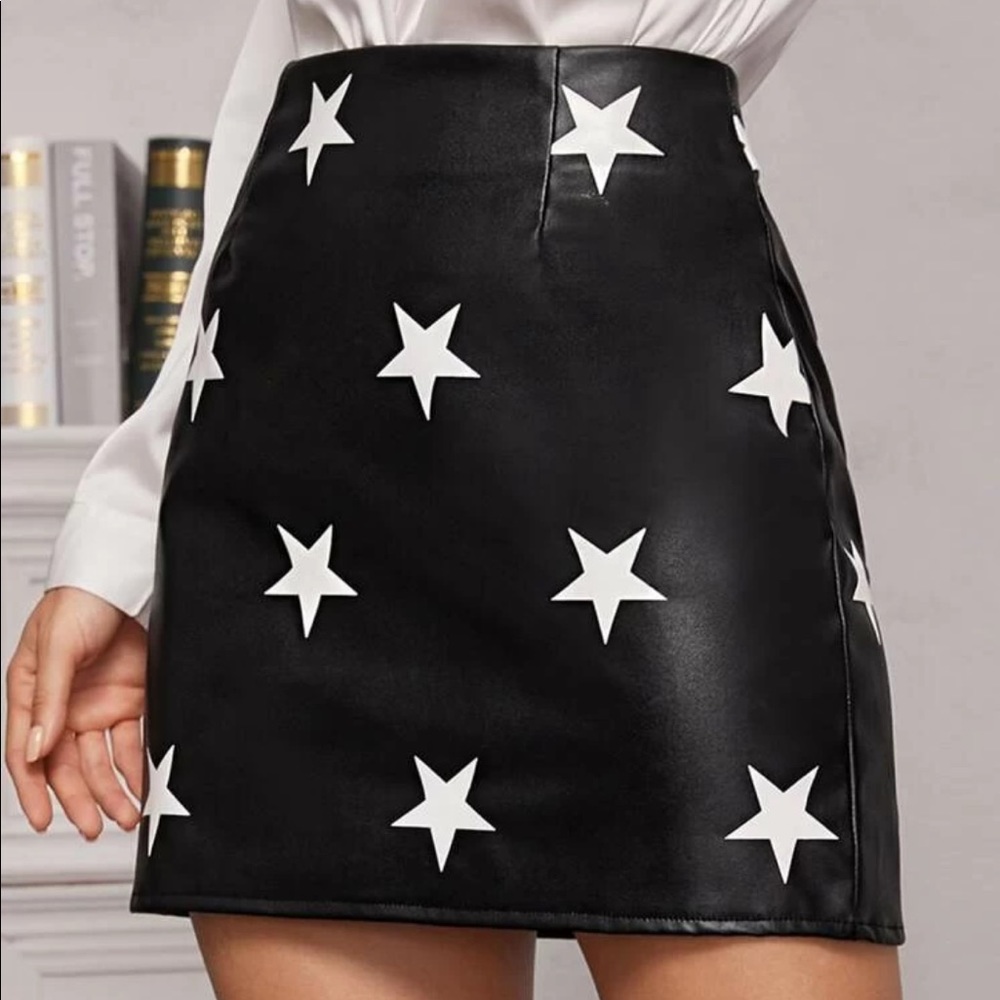 Faux Leather Star Skirt